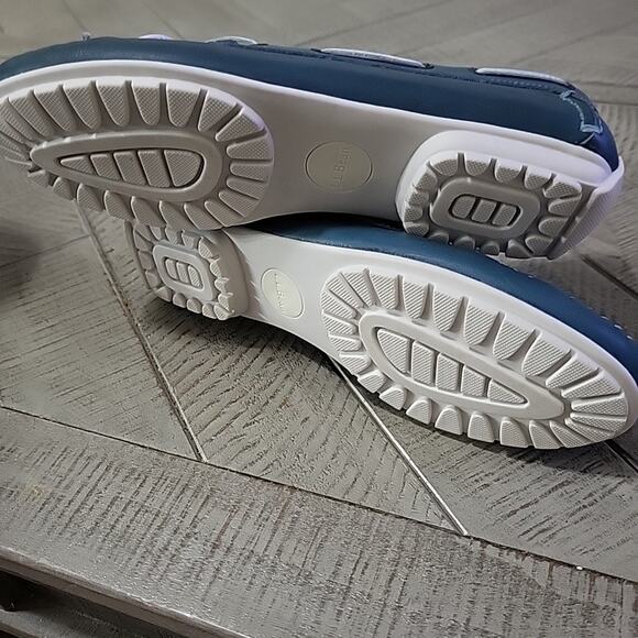 L.L. Bean Boat Shoes Womens Sz 5 Turquoise Teal Green Leather Slip On Moccasins - Picture 8 of 8